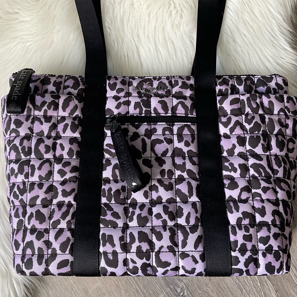 ♠️💜 KATE SPADE Camden Spotted Leopard Quilted Medium Tote Bag, Violet Mist - Picture 4 of 7